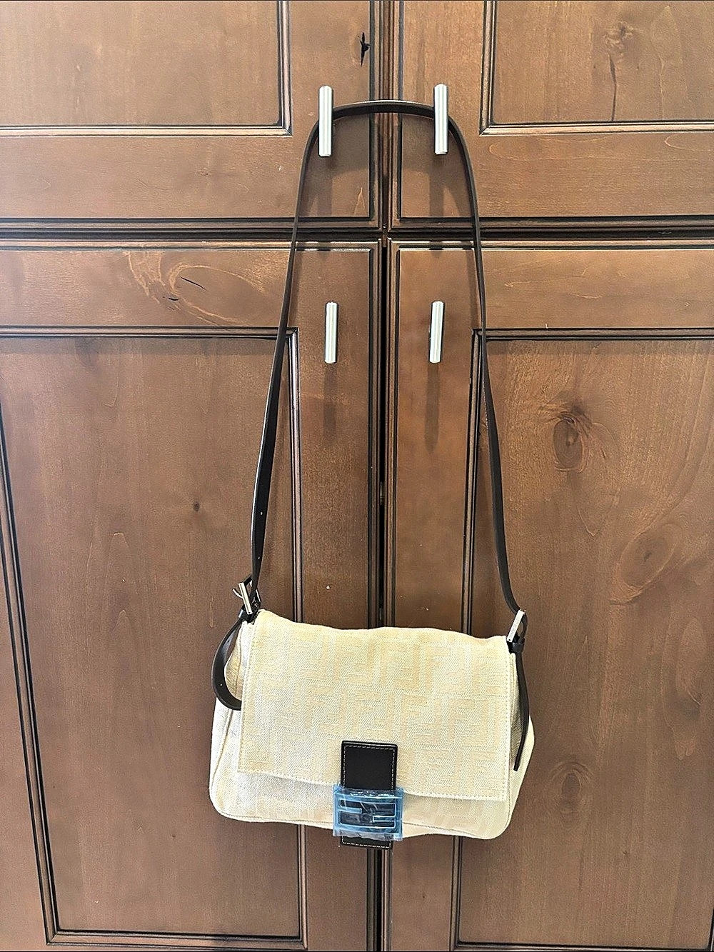 Fabric unbranded Monogram Crossbody /shoulder Bag in Cream NEW